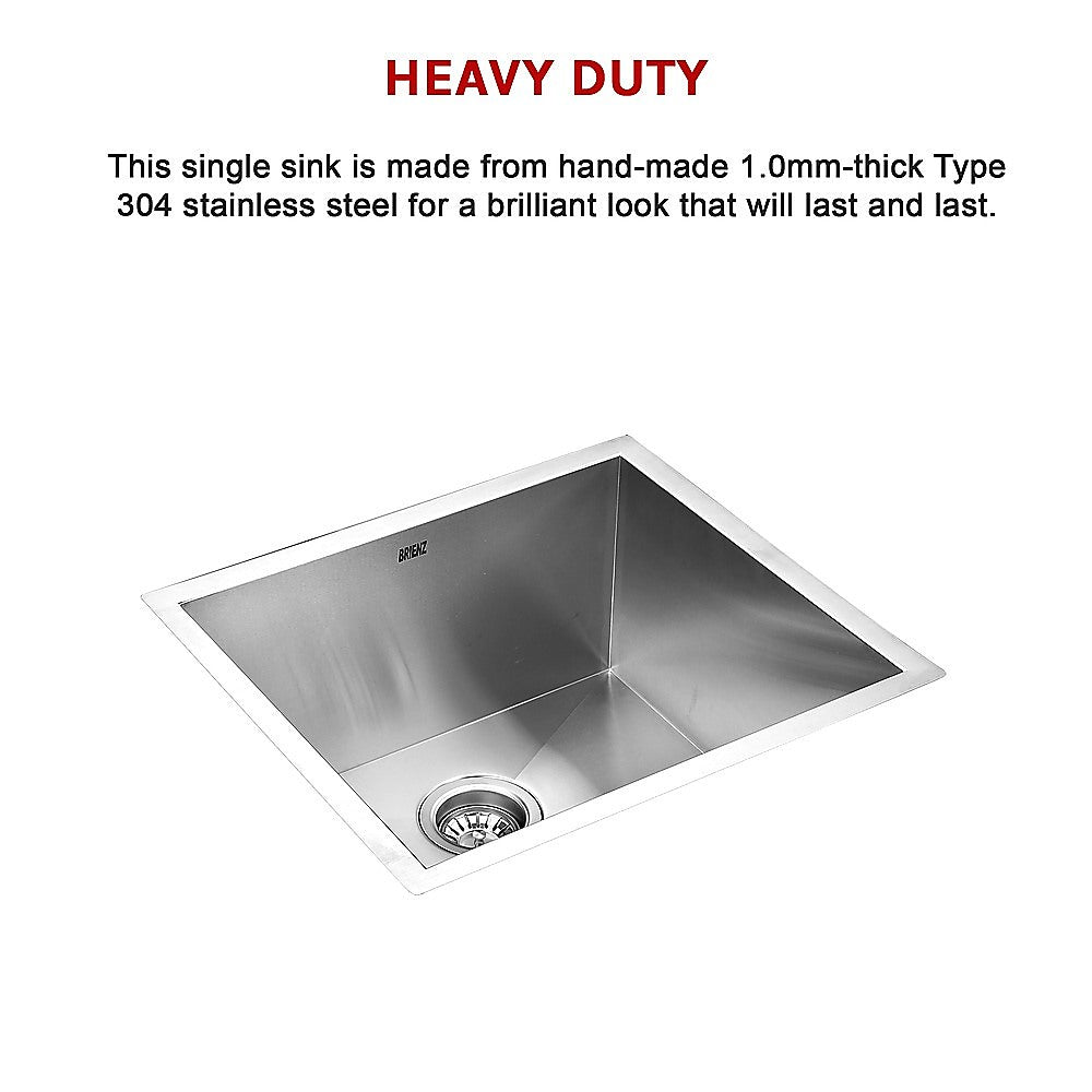 510x450mm Handmade Stainless Steel Undermount / Topmount Kitchen Laundry Sink with Waste V63-819503