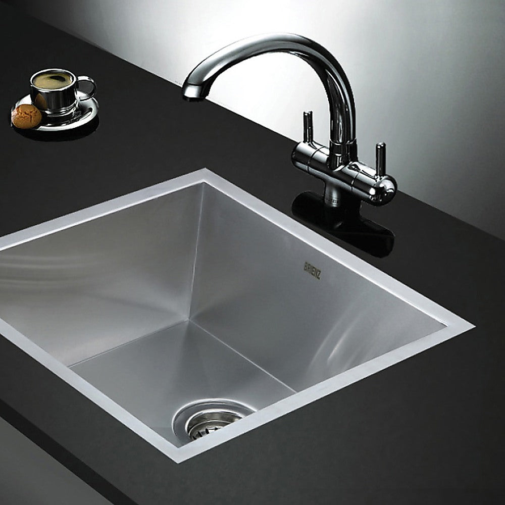 440x440mm Handmade Stainless Steel Undermount / Topmount Kitchen Laundry Sink with Waste V63-819513