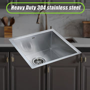 440x440mm Handmade Stainless Steel Undermount / Topmount Kitchen Laundry Sink with Waste V63-819513