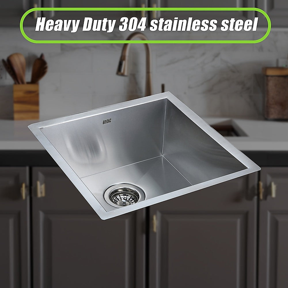 440x440mm Handmade Stainless Steel Undermount / Topmount Kitchen Laundry Sink with Waste V63-819513