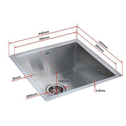 440x440mm Handmade Stainless Steel Undermount / Topmount Kitchen Laundry Sink with Waste V63-819513