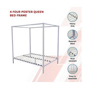 Cream Queen Four Poster Bed Frame