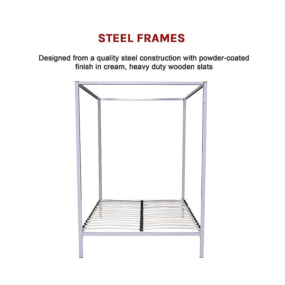 Cream Queen Four Poster Bed Frame