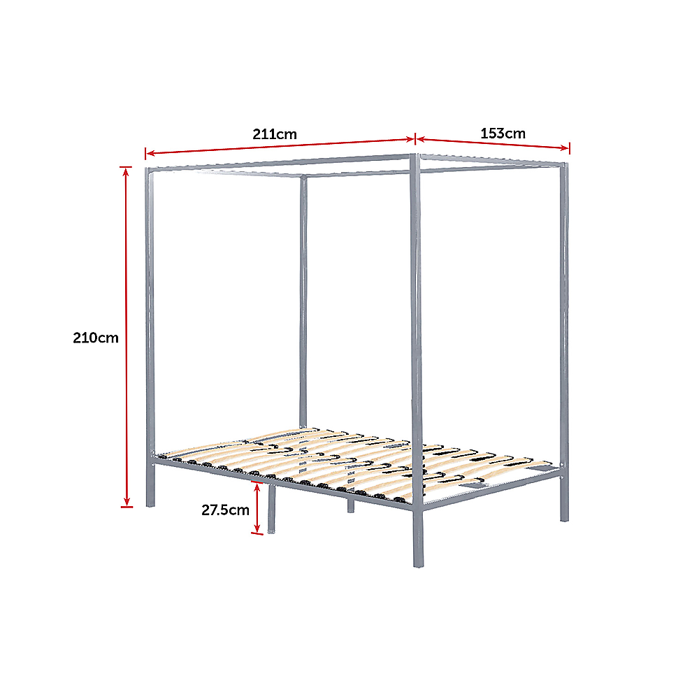 Cream Queen Four Poster Bed Frame