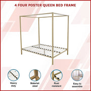 Gold Queen Four Poster Bed Frame