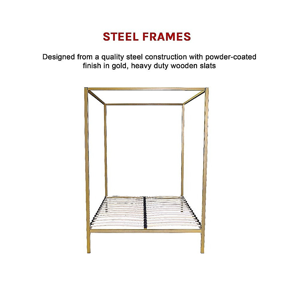 Gold Queen Four Poster Bed Frame