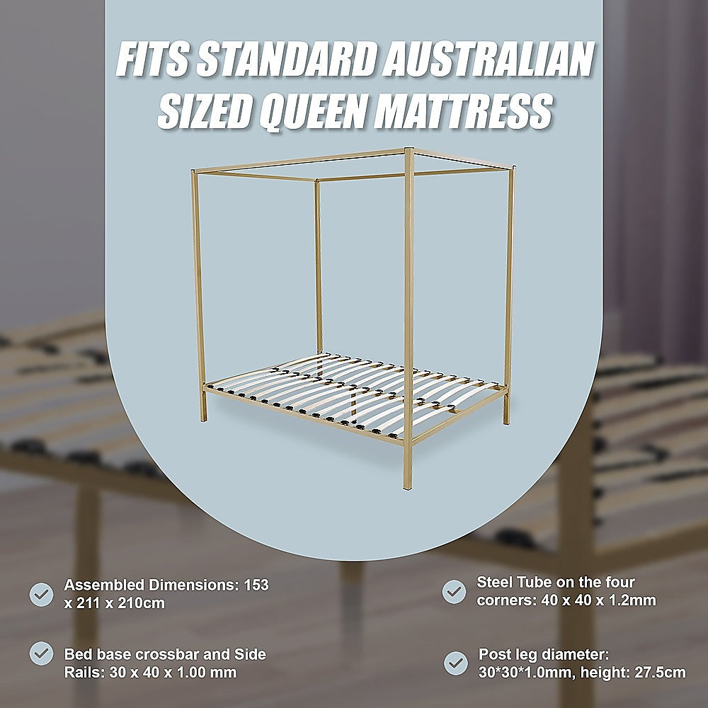 Gold Queen Four Poster Bed Frame