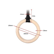 Birch Wood Gymnastic Rings with Adjustable Straps - Strength & Calisthenics Training V63-819913