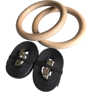 Birch Wood Gymnastic Rings with Adjustable Straps - Strength & Calisthenics Training V63-819913