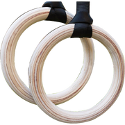 Birch Wood Gymnastic Rings with Adjustable Straps - Strength & Calisthenics Training V63-819913