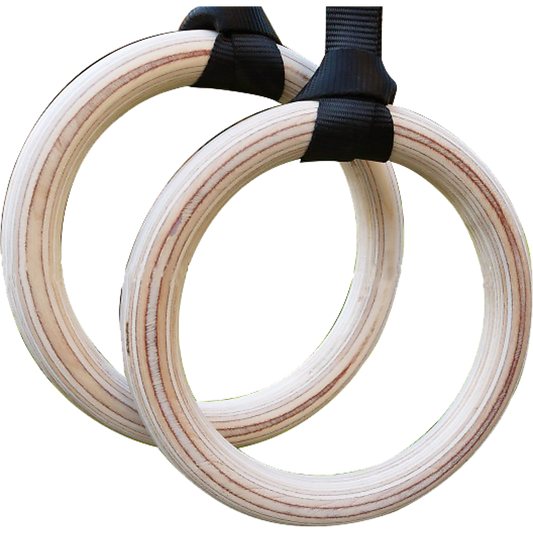 Birch Wood Gymnastic Rings with Adjustable Straps - Strength & Calisthenics Training V63-819913
