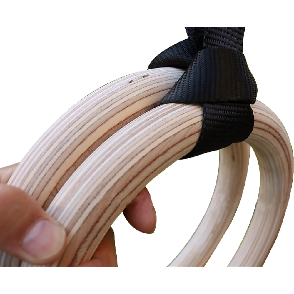 Birch Wood Gymnastic Rings with Adjustable Straps - Strength & Calisthenics Training V63-819913