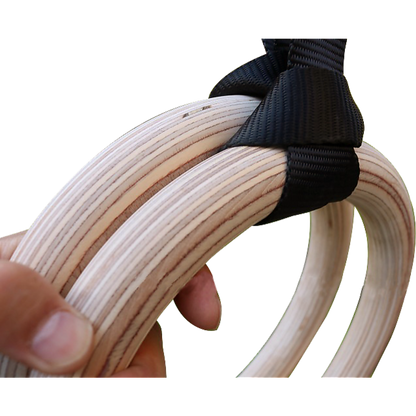 Birch Wood Gymnastic Rings with Adjustable Straps - Strength & Calisthenics Training V63-819913