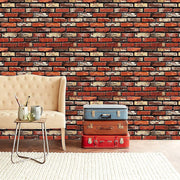 10m 3D Red Brick Print Theme Wallpaper V63-819943