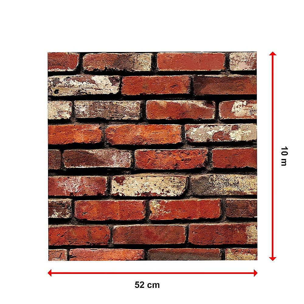 10m 3D Red Brick Print Theme Wallpaper V63-819943