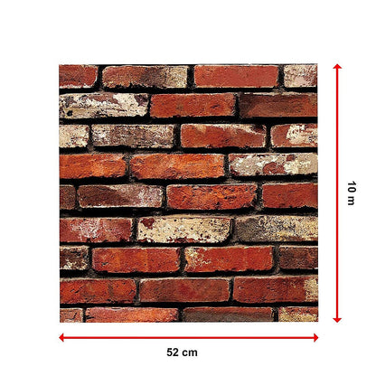 10m 3D Red Brick Print Theme Wallpaper V63-819943