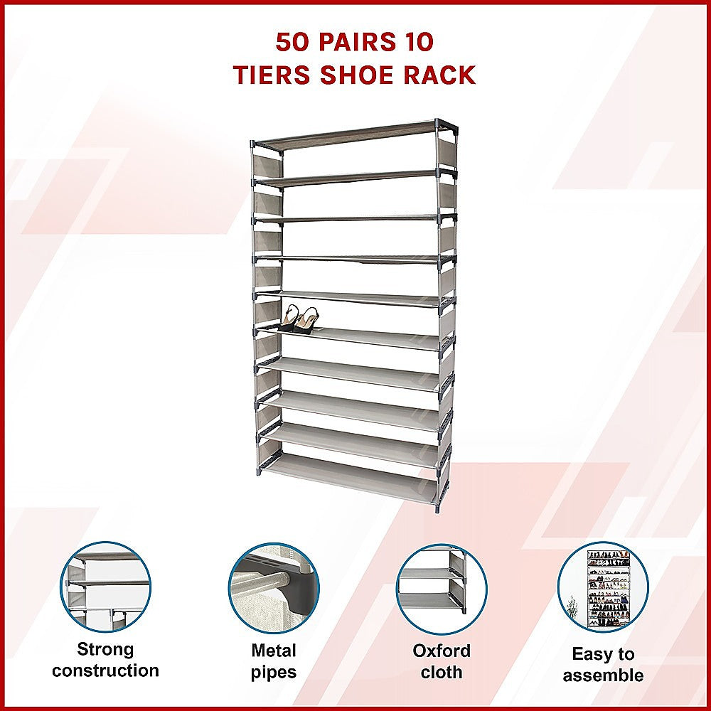 50 Pairs 10 Tiers Shoe Rack V63-820163