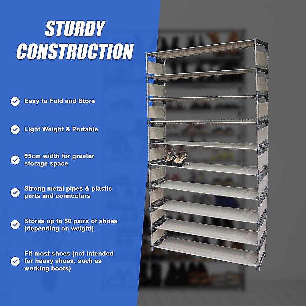 50 Pairs 10 Tiers Shoe Rack V63-820163