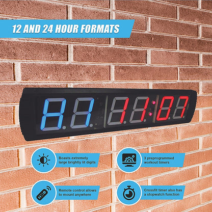 6 Digit Digital Timer Interval Fitness Clock LED Gym Display V63-820533