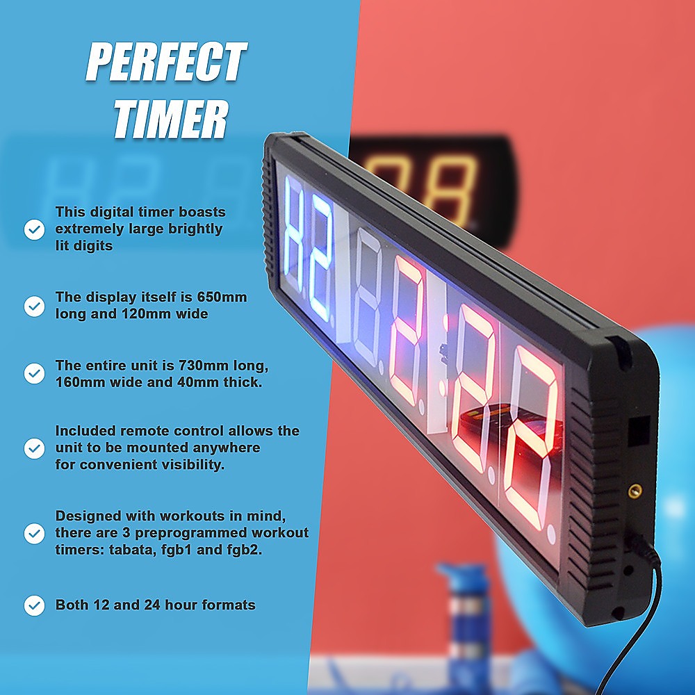 6 Digit Digital Timer Interval Fitness Clock LED Gym Display V63-820533