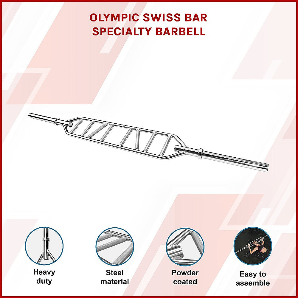 Olympic Swiss Bar Specialty Barbell for Bench Press & Tricep Training
