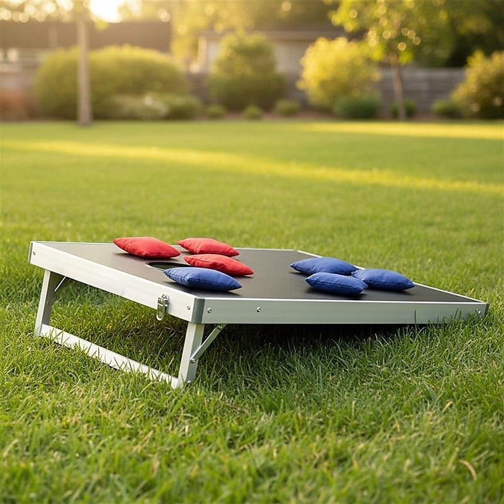 Bean Bag Toss Cornhole Game Set Aluminium Frame Portable Design V63-821073