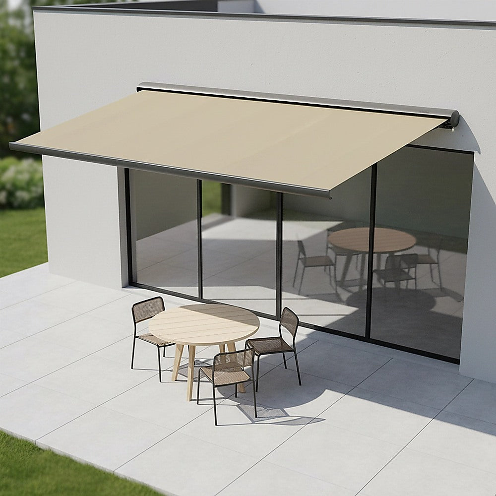 5.0m x 3.0m Retractable Folding Arm Awning Heavy Duty Full Cassette Motorised V63-821233