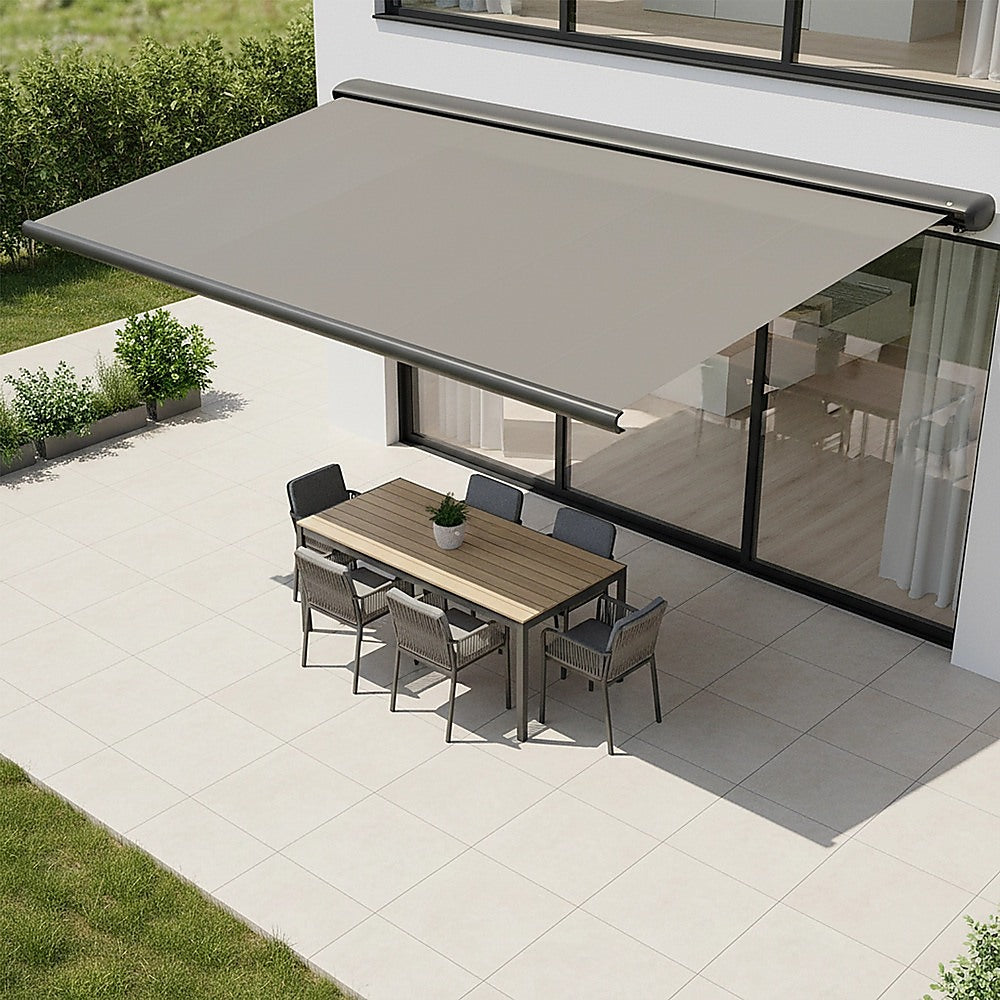 5.0m x 3.0m Retractable Folding Arm Awning Heavy Duty Full Cassette Motorised V63-821243