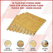 12 Tile EVA Interlocking Gym Floor Mats Wood Colour for Home Yoga V63-821293