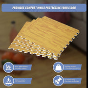 12 Tile EVA Interlocking Gym Floor Mats Wood Colour for Home Yoga V63-821293