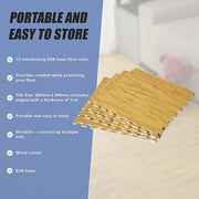 12 Tile EVA Interlocking Gym Floor Mats Wood Colour for Home Yoga V63-821293