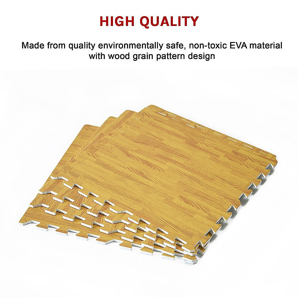 12 Tile EVA Interlocking Gym Floor Mats Wood Colour for Home Yoga V63-821293