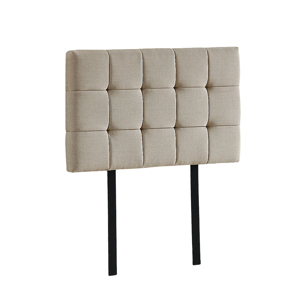 Linen Fabric Single Bed Deluxe Headboard Bedhead - Beige V63-821373