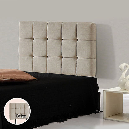Linen Fabric Single Bed Deluxe Headboard Bedhead - Beige V63-821373