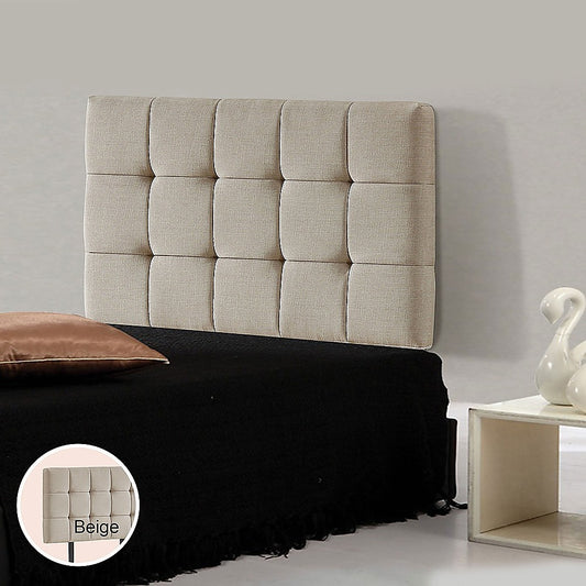 Linen Fabric Single Bed Deluxe Headboard Bedhead - Beige V63-821373