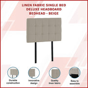 Linen Fabric Single Bed Deluxe Headboard Bedhead - Beige V63-821373