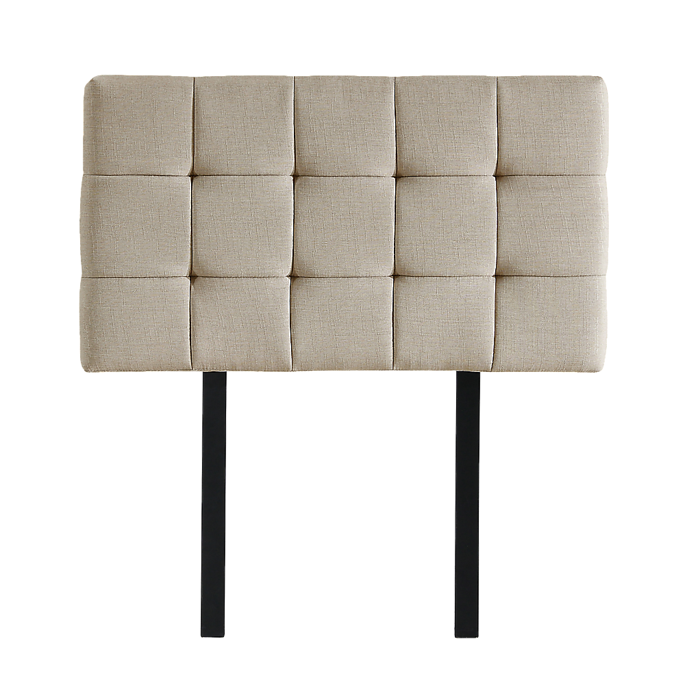Linen Fabric Single Bed Deluxe Headboard Bedhead - Beige V63-821373