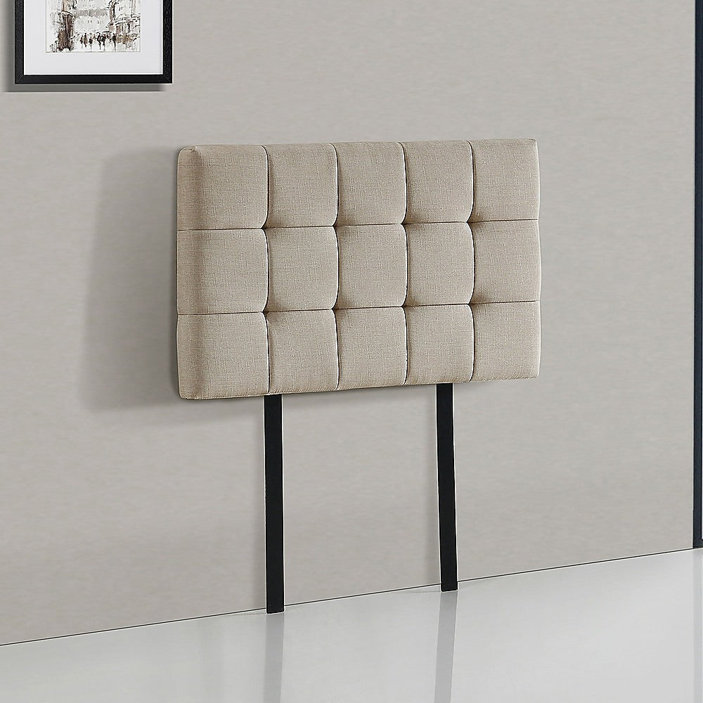 Linen Fabric Single Bed Deluxe Headboard Bedhead - Beige V63-821373