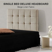 Linen Fabric Single Bed Deluxe Headboard Bedhead - Beige V63-821373