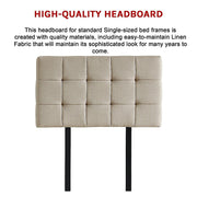 Linen Fabric Single Bed Deluxe Headboard Bedhead - Beige V63-821373
