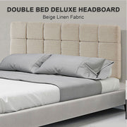 Linen Fabric Double Bed Deluxe Headboard Bedhead - Beige V63-821383