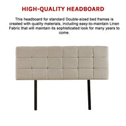 Linen Fabric Double Bed Deluxe Headboard Bedhead - Beige V63-821383