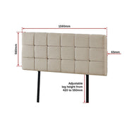 Linen Fabric Queen Bed Deluxe Headboard Bedhead - Beige V63-821393