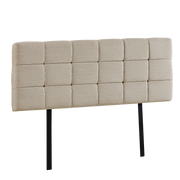 Linen Fabric King Bed Deluxe Headboard Bedhead - Beige V63-821403