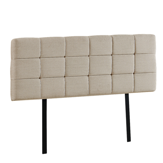 Linen Fabric King Bed Deluxe Headboard Bedhead - Beige V63-821403