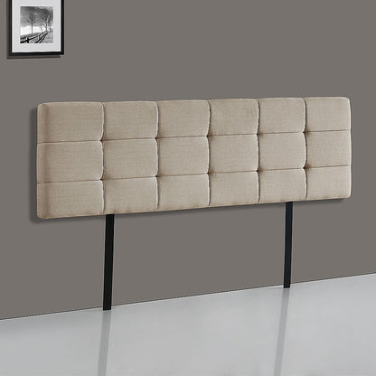 Linen Fabric King Bed Deluxe Headboard Bedhead - Beige V63-821403