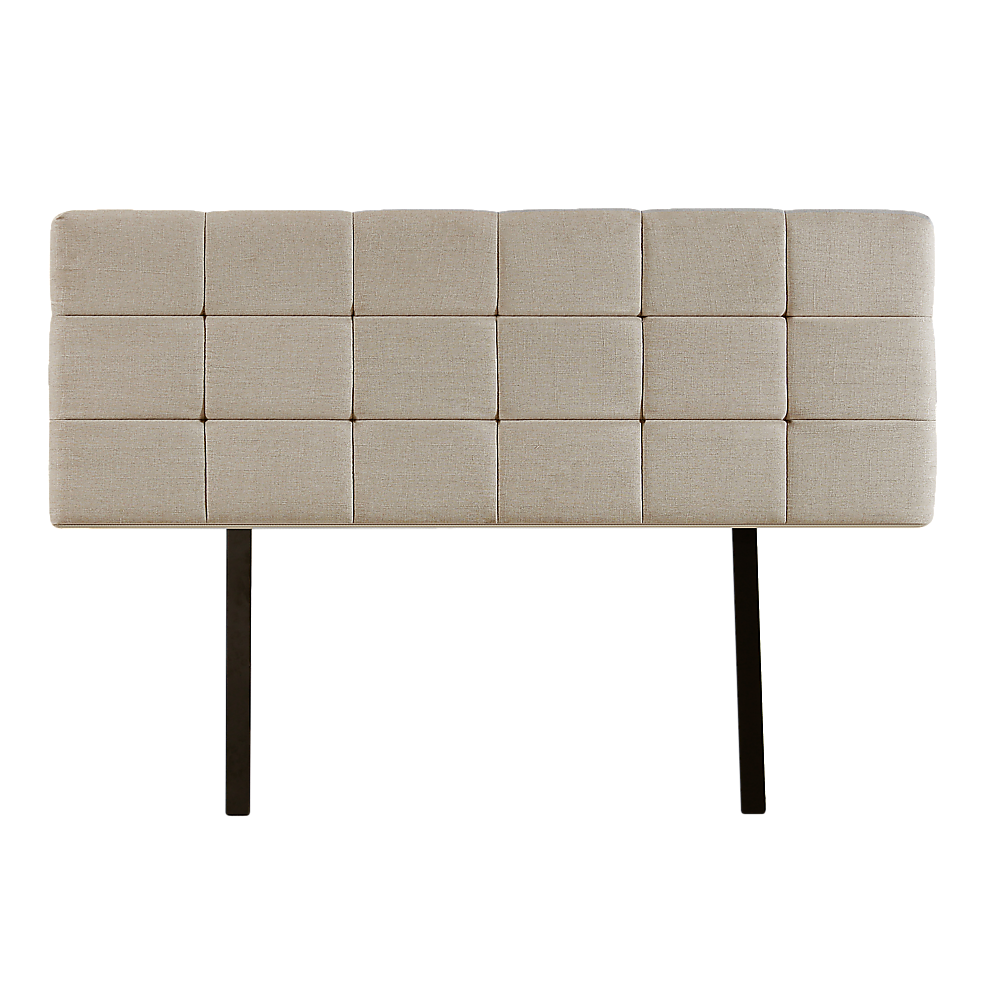 Linen Fabric King Bed Deluxe Headboard Bedhead - Beige V63-821403