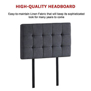Linen Fabric Single Bed Deluxe Headboard Bedhead - Grey V63-821413