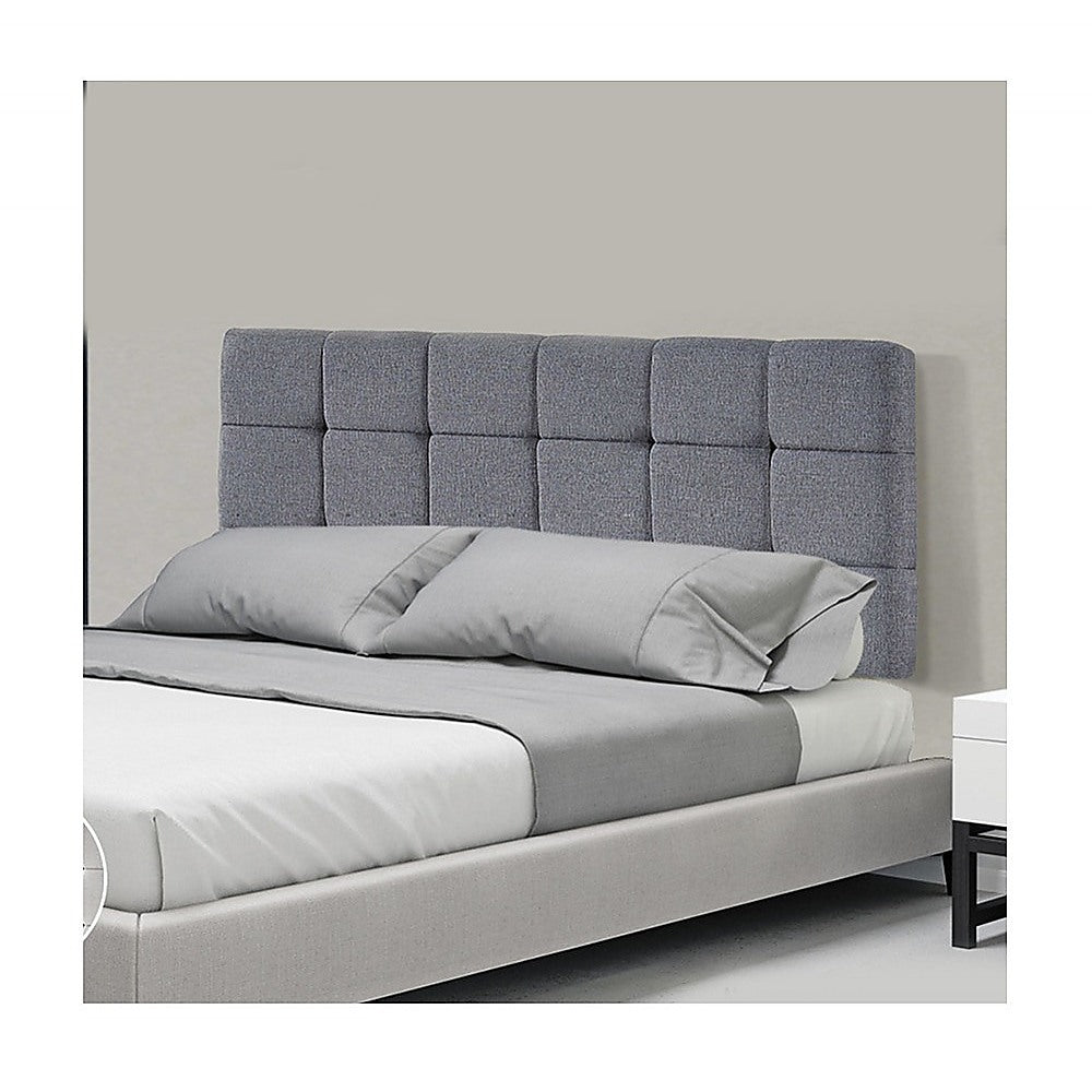 Linen Fabric Double Bed Deluxe Headboard Bedhead - Grey V63-821423