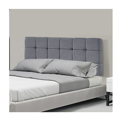 Linen Fabric Double Bed Deluxe Headboard Bedhead - Grey V63-821423